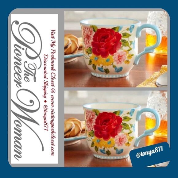 🦋 New Pioneer Woman Sweet Rose 15-oz Mugs, Set of 2 - Picture 1 of 8